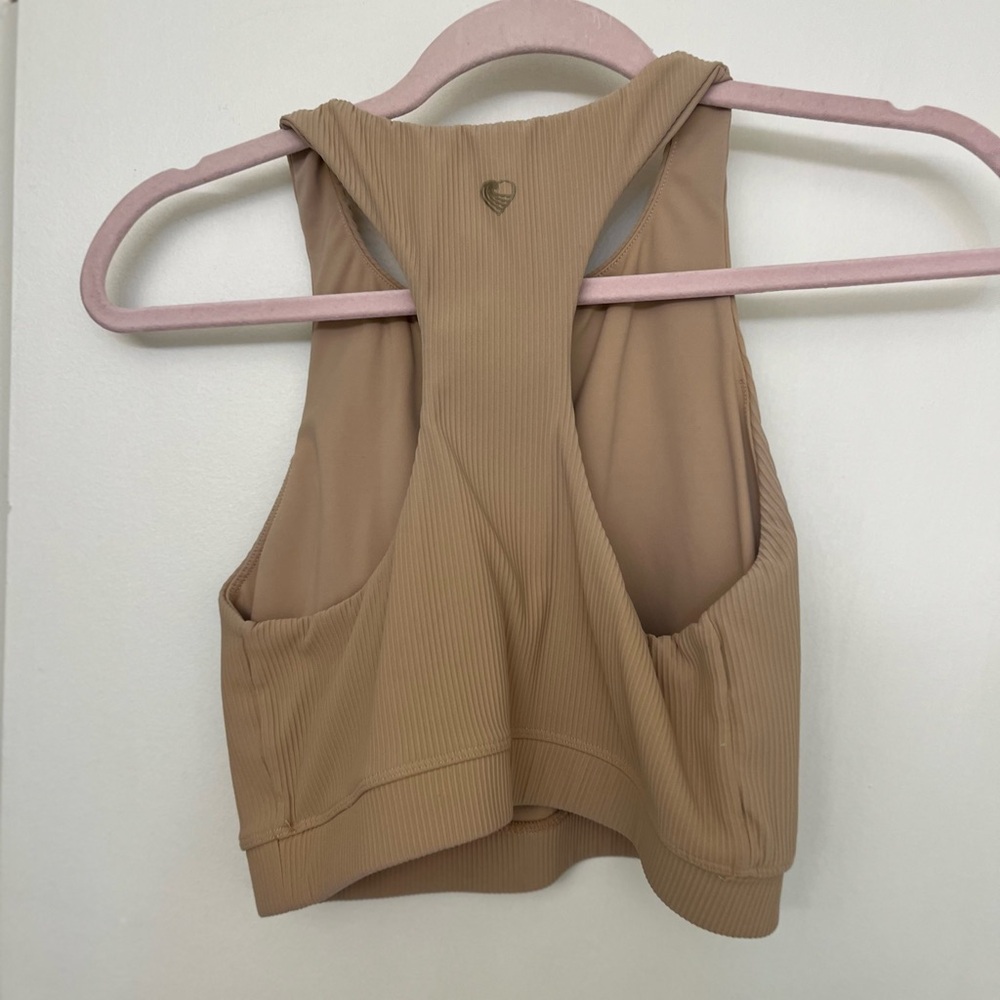 Tan Ribbed Crop Top - Picture 2 of 3